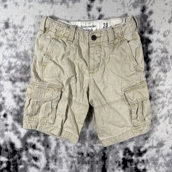 Abercrombie Fitch Shorts Mens Size 28 Beige Cargo Y2K Preppy Comfort - Picture 1 of 13